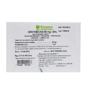 GENTAMICINA AMP 80MG/2ML X5
